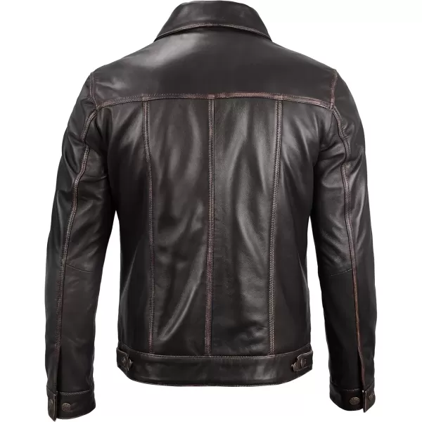 imageBlingsoul Premium Vintage Leather Jacket Men  Real Lambskin Trucker Mens Leather JacketsBrown Ruboff  Fernando Jacket