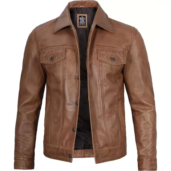 imageBlingsoul Premium Vintage Leather Jacket Men  Real Lambskin Trucker Mens Leather JacketsCamel Brown  Fernando Jacket