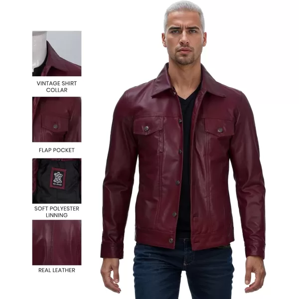 imageBlingsoul Premium Vintage Leather Jacket Men  Real Lambskin Trucker Mens Leather JacketsMaroon  Fernando Jacket