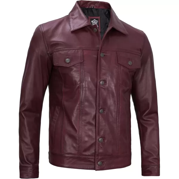 imageBlingsoul Premium Vintage Leather Jacket Men  Real Lambskin Trucker Mens Leather JacketsMaroon  Fernando Jacket