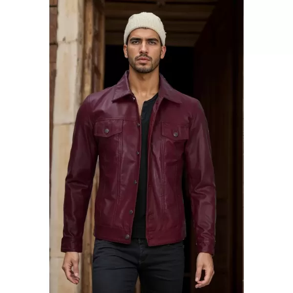 imageBlingsoul Premium Vintage Leather Jacket Men  Real Lambskin Trucker Mens Leather JacketsMaroon  Fernando Jacket