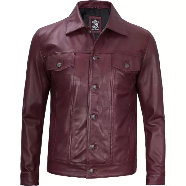 imageBlingsoul Premium Vintage Leather Jacket Men  Real Lambskin Trucker Mens Leather JacketsMaroon  Fernando Jacket