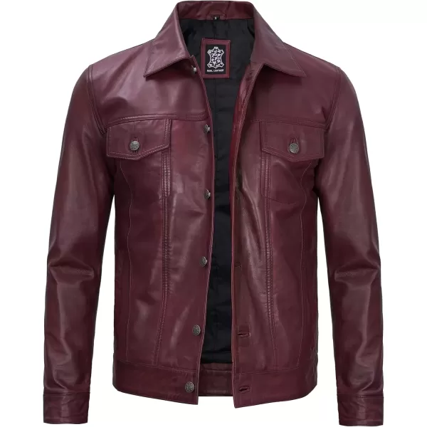 imageBlingsoul Premium Vintage Leather Jacket Men  Real Lambskin Trucker Mens Leather JacketsMaroon  Fernando Jacket