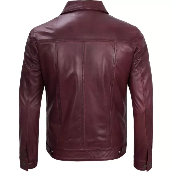 imageBlingsoul Premium Vintage Leather Jacket Men  Real Lambskin Trucker Mens Leather JacketsMaroon  Fernando Jacket