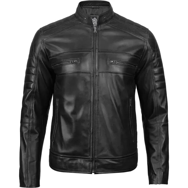 imageBlingsoul Real Lambskin Mens Leather Jackets  Cafe Racer Style Premium Leather Jacket MenCafe Racer  Black Jacket