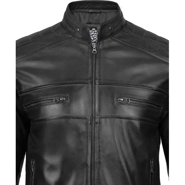 imageBlingsoul Real Lambskin Mens Leather Jackets  Cafe Racer Style Premium Leather Jacket MenCafe Racer  Black Jacket