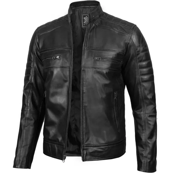 imageBlingsoul Real Lambskin Mens Leather Jackets  Cafe Racer Style Premium Leather Jacket MenCafe Racer  Black Jacket