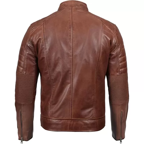 imageBlingsoul Real Lambskin Mens Leather Jackets  Cafe Racer Style Premium Leather Jacket MenCafe Racer  Brown Jacket