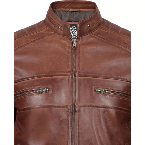 imageBlingsoul Real Lambskin Mens Leather Jackets  Cafe Racer Style Premium Leather Jacket MenCafe Racer  Brown Jacket