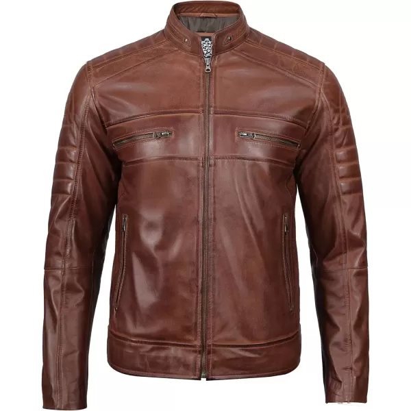 imageBlingsoul Real Lambskin Mens Leather Jackets  Cafe Racer Style Premium Leather Jacket MenCafe Racer  Brown Jacket