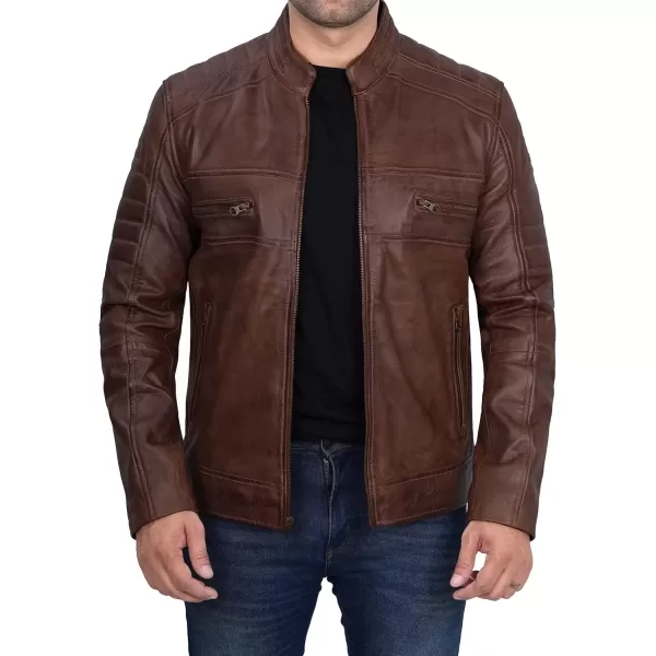 imageBlingsoul Real Lambskin Mens Leather Jackets  Cafe Racer Style Premium Leather Jacket MenCafe Racer  Coffee Brown Jacket