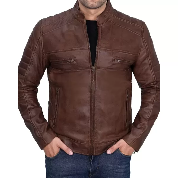 imageBlingsoul Real Lambskin Mens Leather Jackets  Cafe Racer Style Premium Leather Jacket MenCafe Racer  Coffee Brown Jacket