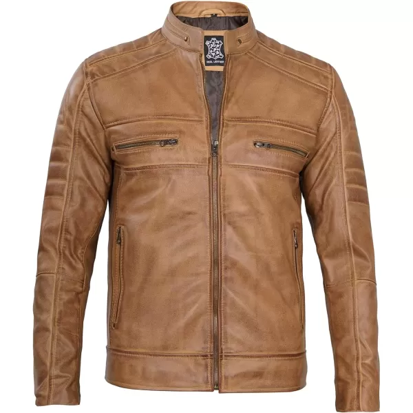 imageBlingsoul Real Lambskin Mens Leather Jackets  Cafe Racer Style Premium Leather Jacket MenCafe Racer  Light Brown Jacket