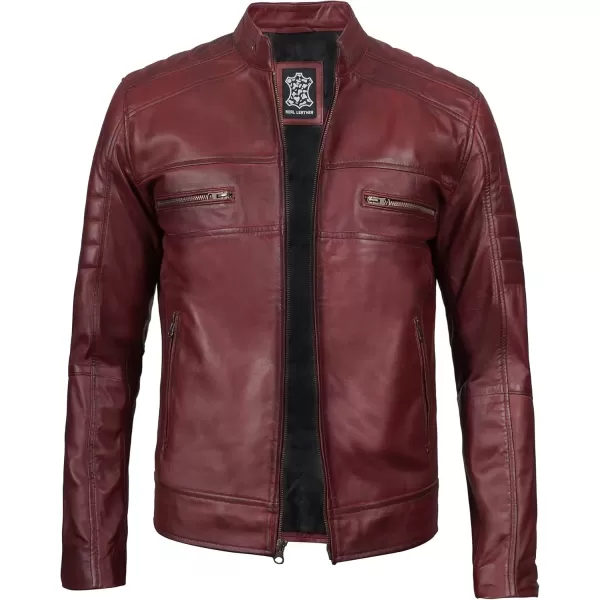 imageBlingsoul Real Lambskin Mens Leather Jackets  Cafe Racer Style Premium Leather Jacket MenCafe Racer  Maroon Jacket