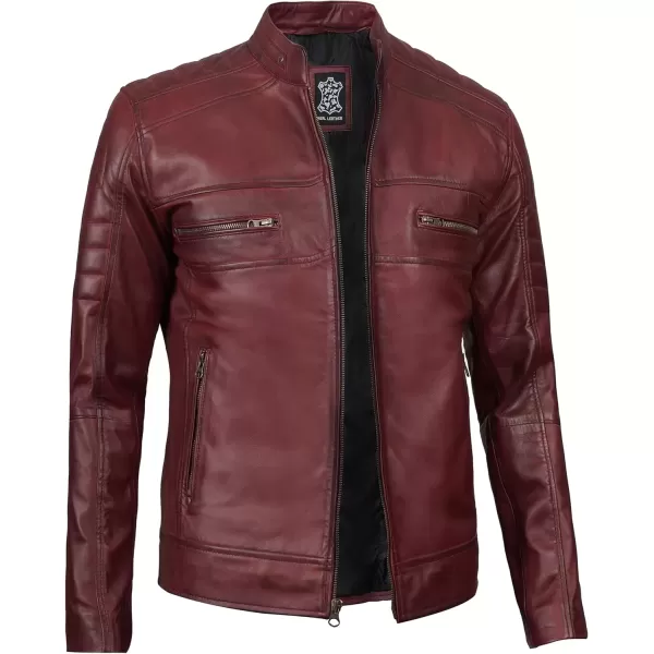 imageBlingsoul Real Lambskin Mens Leather Jackets  Cafe Racer Style Premium Leather Jacket MenCafe Racer  Maroon Jacket