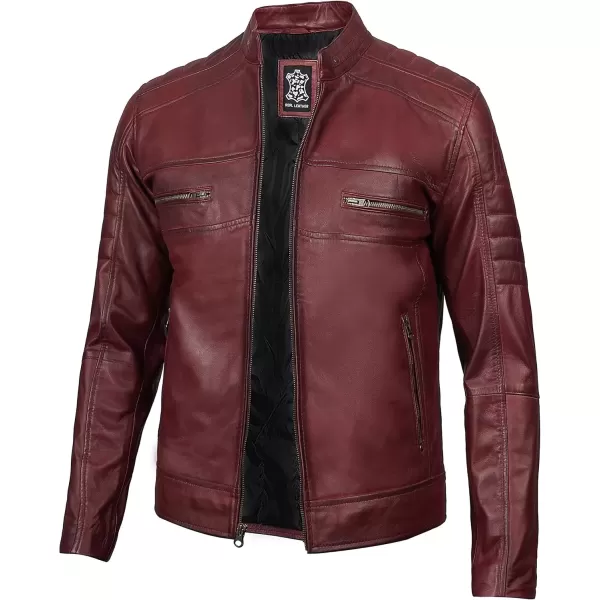 imageBlingsoul Real Lambskin Mens Leather Jackets  Cafe Racer Style Premium Leather Jacket MenCafe Racer  Maroon Jacket