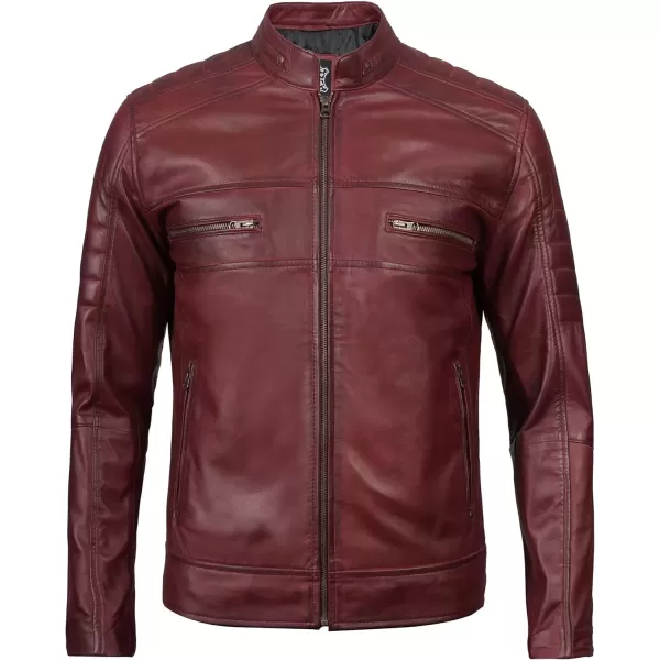 imageBlingsoul Real Lambskin Mens Leather Jackets  Cafe Racer Style Premium Leather Jacket MenCafe Racer  Maroon Jacket