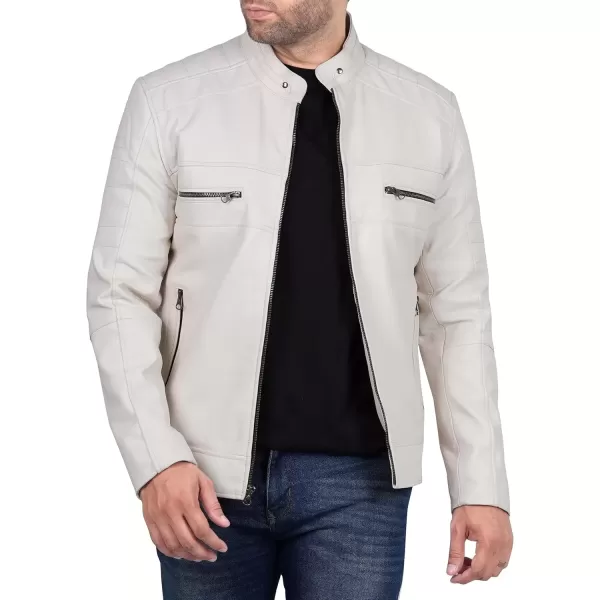 imageBlingsoul Real Lambskin Mens Leather Jackets  Cafe Racer Style Premium Leather Jacket MenCafe Racer  Off White Jacket