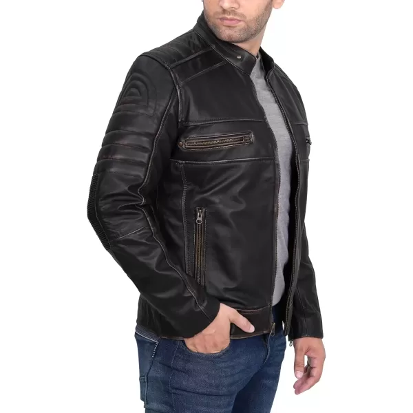 imageBlingsoul Real Lambskin Mens Leather Jackets  Cafe Racer Style Premium Leather Jacket MenCafe Racer  Ruboff Brown Jacket