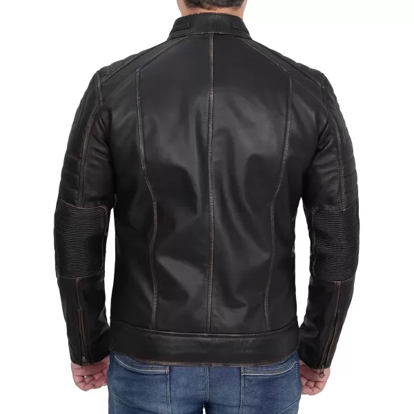 imageBlingsoul Real Lambskin Mens Leather Jackets  Cafe Racer Style Premium Leather Jacket MenCafe Racer  Ruboff Brown Jacket