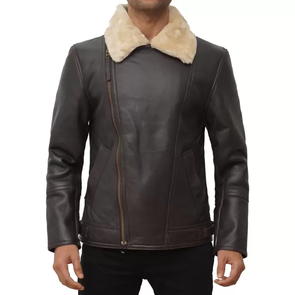 imageBlingsoul Shearling Leather Jackets for Men  Swedish Bomber Real Leather JacketDark Brown  Hartford Jacket