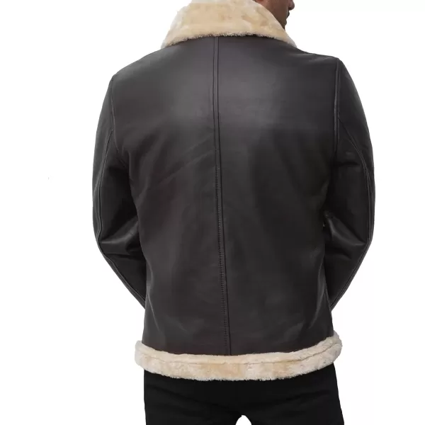 imageBlingsoul Shearling Leather Jackets for Men  Swedish Bomber Real Leather JacketHardy  Dark Brown Jacket