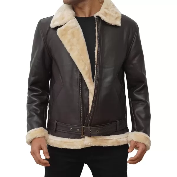 imageBlingsoul Shearling Leather Jackets for Men  Swedish Bomber Real Leather JacketHardy  Dark Brown Jacket