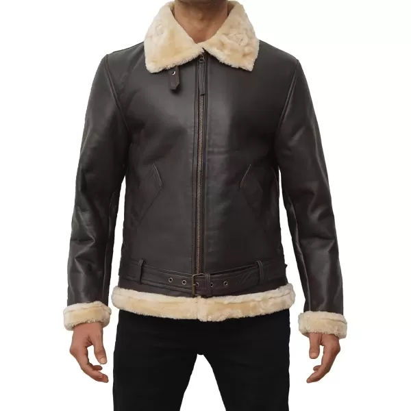 imageBlingsoul Shearling Leather Jackets for Men  Swedish Bomber Real Leather JacketHardy  Dark Brown Jacket