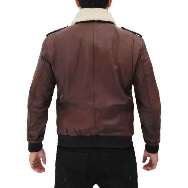 imageBlingsoul Shearling Leather Jackets for Men  Swedish Bomber Real Leather JacketPierson  Brown Jacket