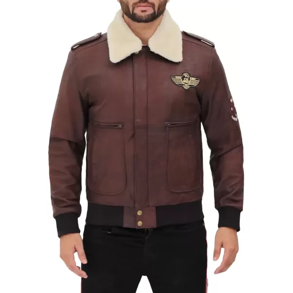 imageBlingsoul Shearling Leather Jackets for Men  Swedish Bomber Real Leather JacketPierson  Brown Jacket