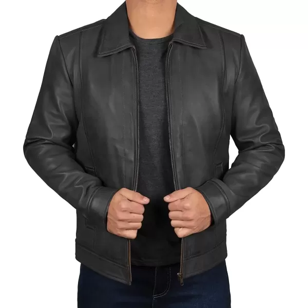 imageBrown Leather Jacket Men  Black Real Lambskin Mens Leather JacketBlack  Wick Jacket