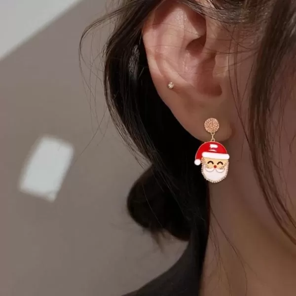 imageBlingsoul Green Monster Santa Earrings  Claus Anime Christmas Hat Xmas Stud Holiday Jewelry For WomenCute Santa Earrings