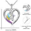 imageBlingsoul Cute Silver Heart Unicorn Necklace  Pendant Panda Necklace Jewelry Gifts for WomenUnicorn Necklace Heart