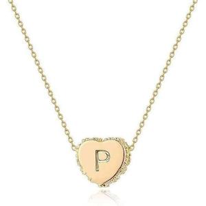 imageBlingsoul Pendant Necklace for Women  Dainty Fashion Necklaces Jewelry Gift WomenLetter P Heart Necklace  Gold