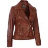 imageBlingsoul Leather Jacket Women  Real Lambskin Leather Asymmetrical Moto Style Jackets For WomensAld  Cognac Jacket