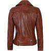 imageBlingsoul Leather Jacket Women  Real Lambskin Leather Asymmetrical Moto Style Jackets For WomensAld  Cognac Jacket