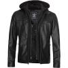 imageBlingsoul Mens Leather Jacket Moto Style Leather Jackets For Men Removable Hooded Black Leather Jacket Leather Jacket MenJonathan Hooded  Black Jacket