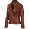 imageBlingsoul Leather Jacket Women  Real Lambskin Leather Asymmetrical Moto Style Jackets For WomensAld  Cognac Jacket