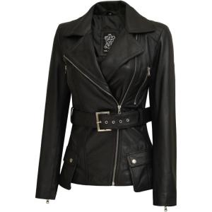 imageBlingsoul Leather Jacket Women  Real Lambskin Long Womens Leather JacketBlack  Victoria Jacket