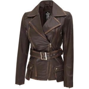 imageBlingsoul Leather Jacket Women  Real Lambskin Long Womens Leather JacketBrown  Victoria Jacket