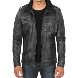imageBlingsoul Premium Lambskin Leather Jacket Men  Classic Biker Style Mens Leather JacketsBlack  Tavares Jacket