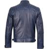 imageBlingsoul Leather Jacket Men  Quilted Cafe Racer Leather Jackets For MenDiamond1  Blue Wax Jacket