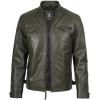 imageBlingsoul Leather Jacket Men  Quilted Cafe Racer Leather Jackets For MenDiamond1  Olive Green Jacket