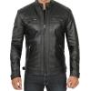 imageBlingsoul Leather Jacket Men  Quilted Cafe Racer Leather Jackets For MenJohnson  Black Leather Jacket