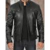 imageBlingsoul Leather Jacket Men  Quilted Cafe Racer Leather Jackets For MenJohnson  Black Leather Jacket
