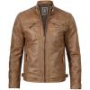 imageBlingsoul Leather Jacket Men  Quilted Cafe Racer Leather Jackets For MenJohnson  Light Brown Leather Jacket