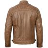 imageBlingsoul Leather Jacket Men  Quilted Cafe Racer Leather Jackets For MenJohnson  Light Brown Leather Jacket
