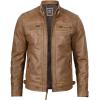 imageBlingsoul Leather Jacket Men  Quilted Cafe Racer Leather Jackets For MenJohnson  Light Brown Leather Jacket