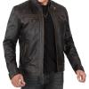 imageBlingsoul Leather Jacket Men  Quilted Cafe Racer Leather Jackets For MenJohnson  Ruboff Brown Leather Jacket