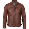 imageBlingsoul Leather Jacket Men  Quilted Cafe Racer Leather Jackets For MenJohnson  Tan Brown Leather Jacket